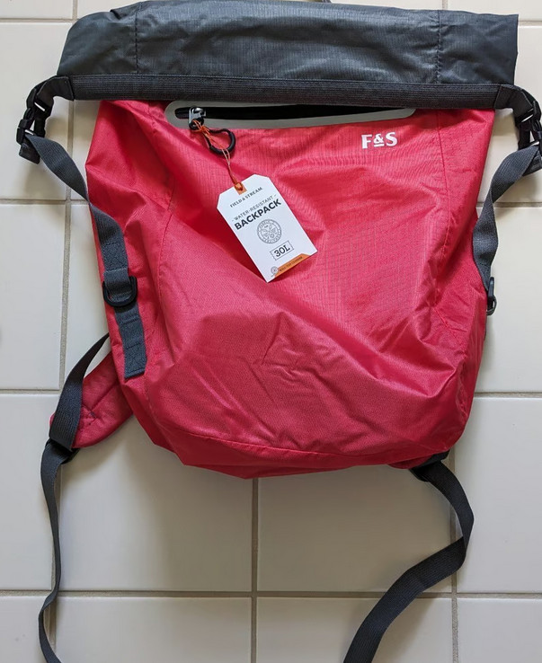 F&S Water Resistant Drawstring Pack, Red/Grey