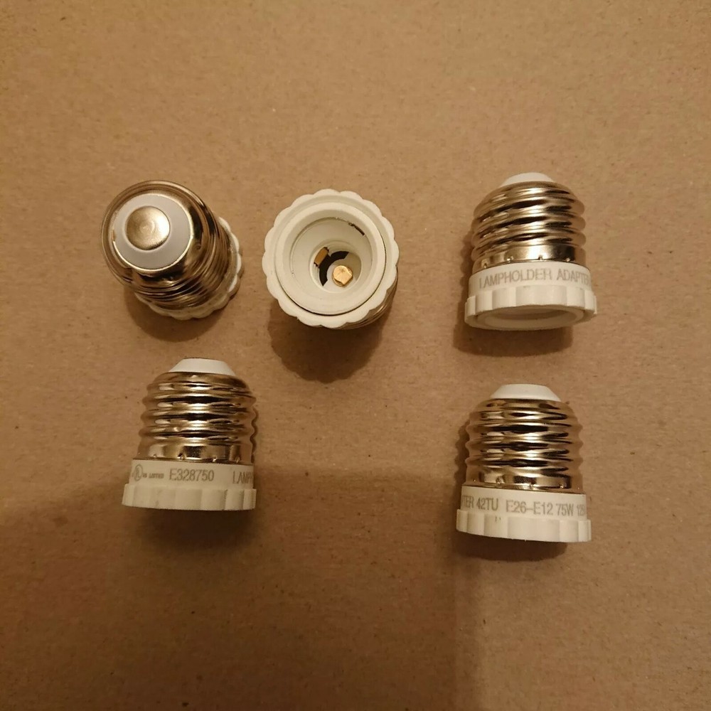 5 pcs Light Bulb Socket Adapter Medium Base E26 to Candelabra E12 Screw Reducer