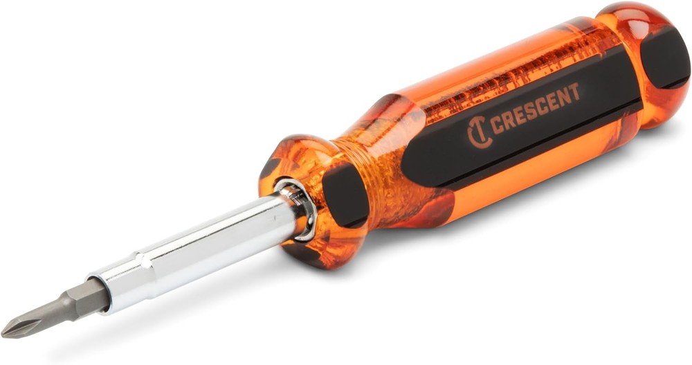 Crescent 6-in-1 Interchangeable Bit Screwdriver, Red Handle - CS61N