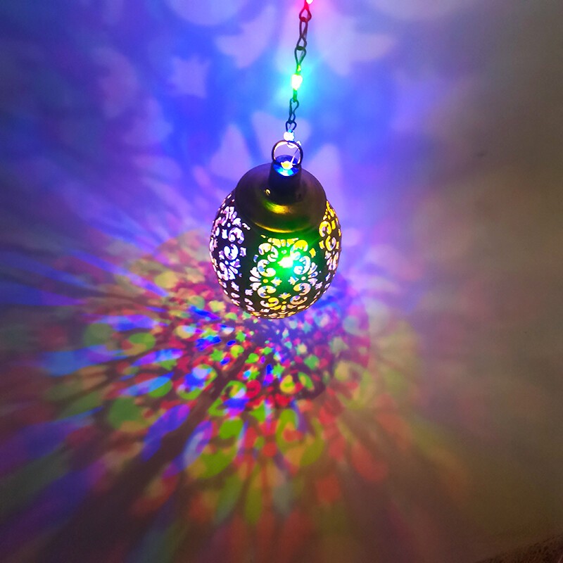 Solar Lantern Multicolor LED Lights Metal Lamp Waterproof Garden Hanging Decor gallery