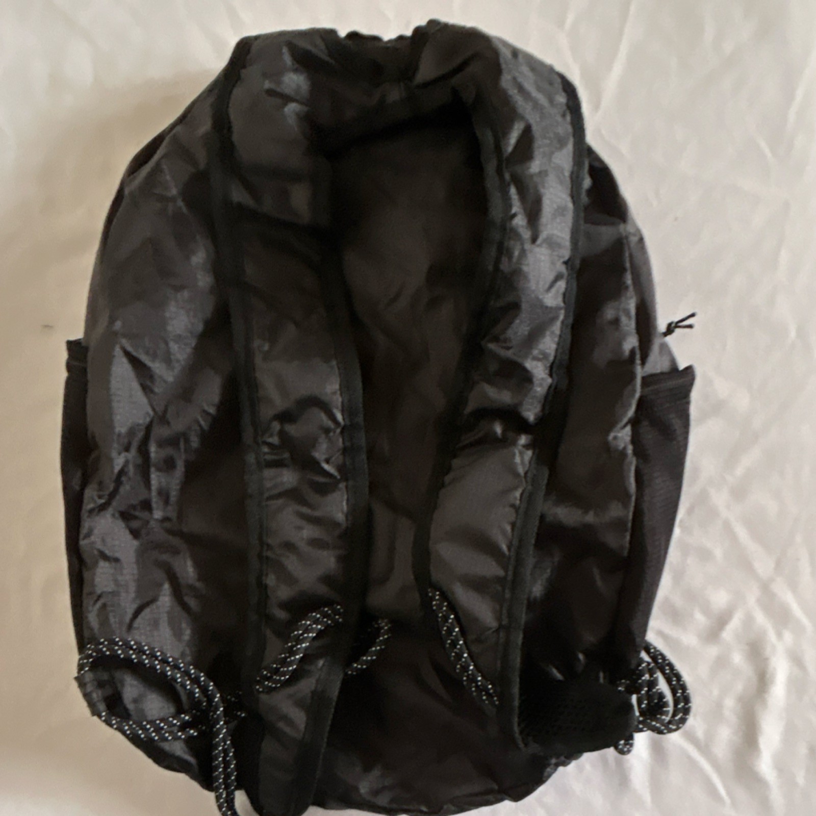 Black Nylon Lightweight Hiking Backpack with Drawstring Closure 2