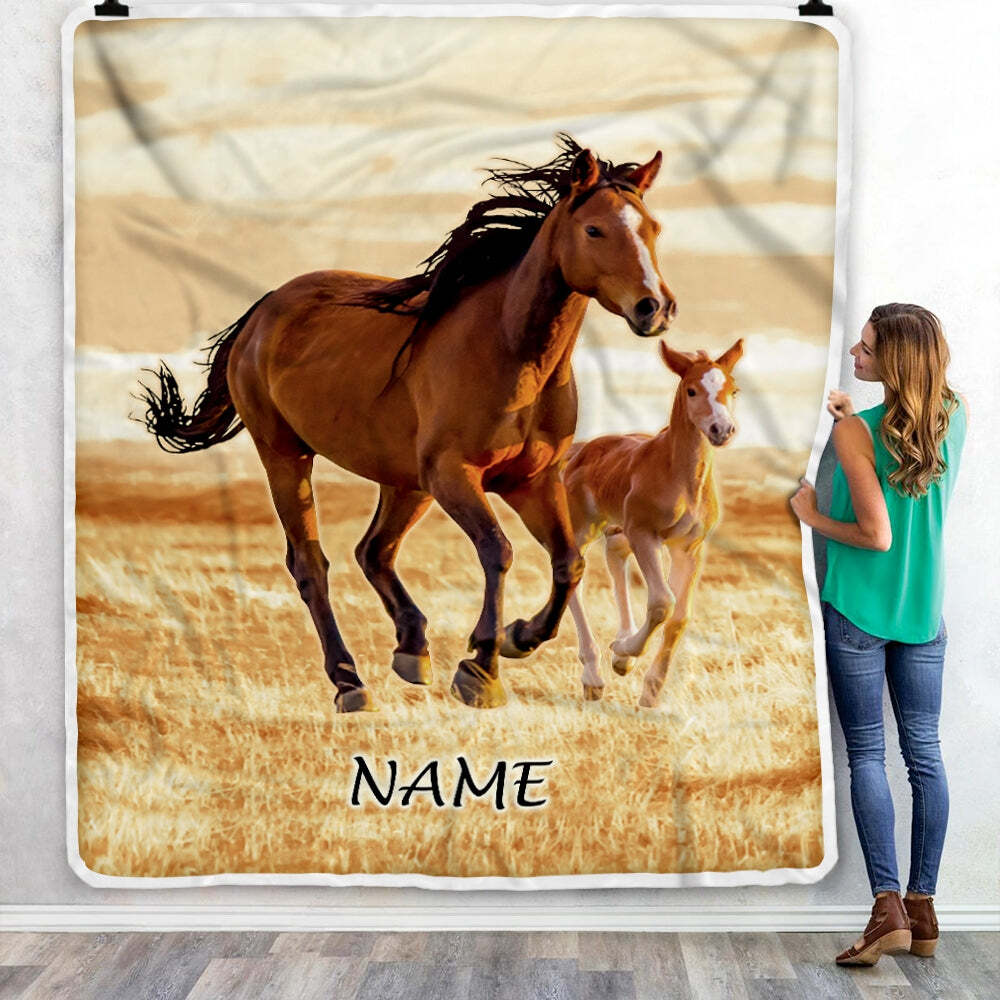 Personalized Running Horse Custom Name Birthday Christmas Customized Blanket gallery
