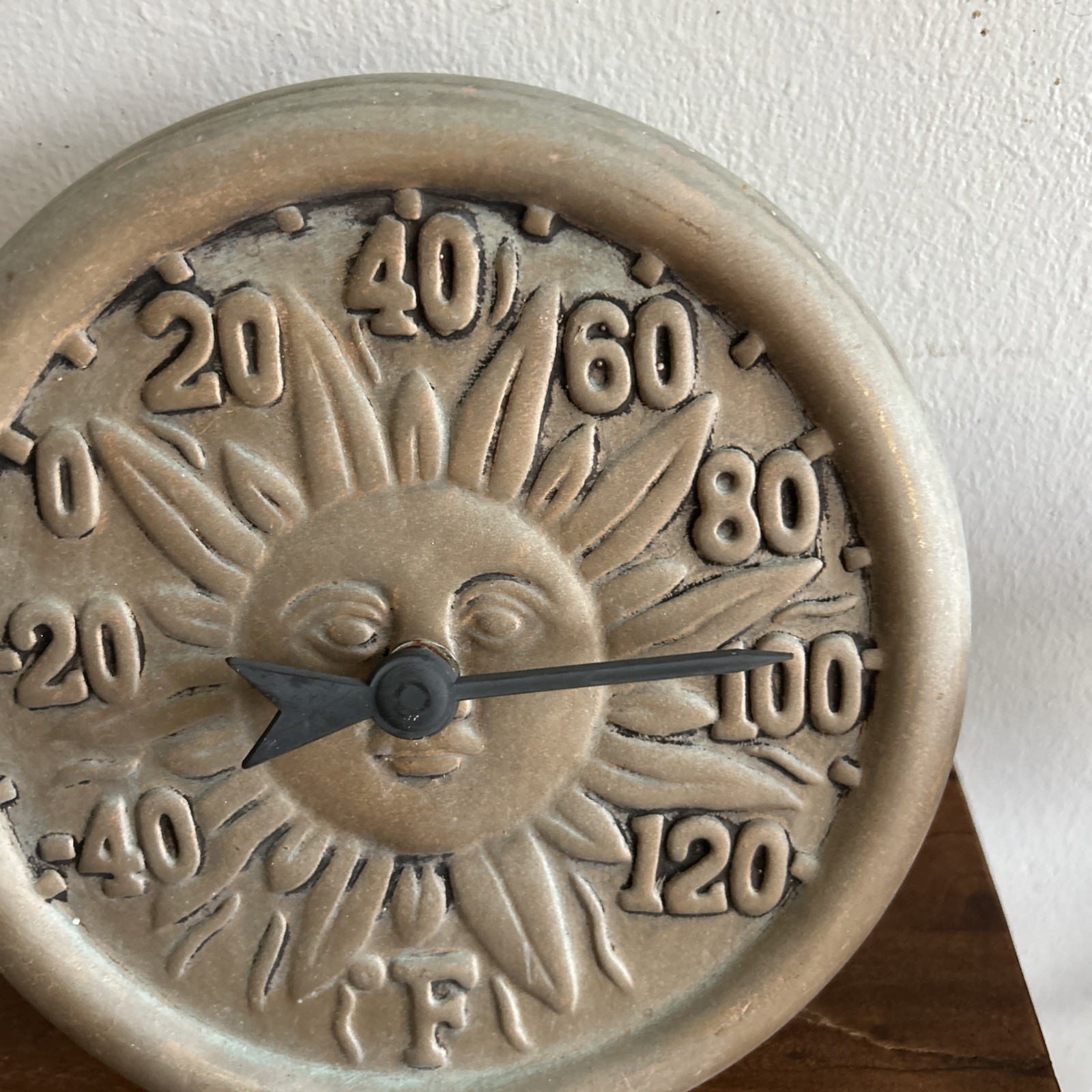 Terra Cotta Sun Face Thermometer Pottery Outdoor Wall Patio Summer Decor 7.5 In gallery
