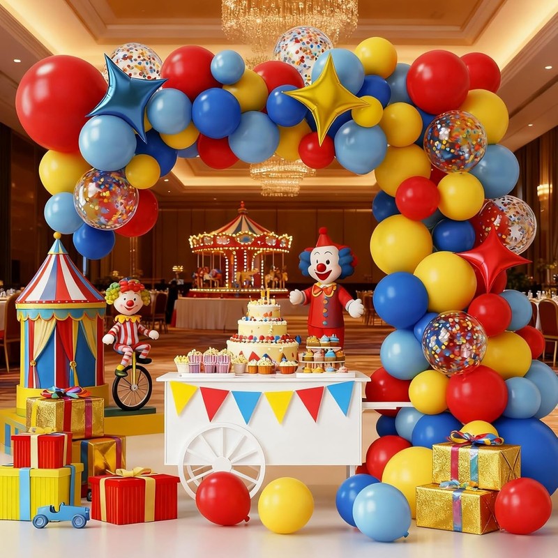 Carnival Circus Theme Party Decorations, Primary Color Balloon Arch Kit, 120p... gallery