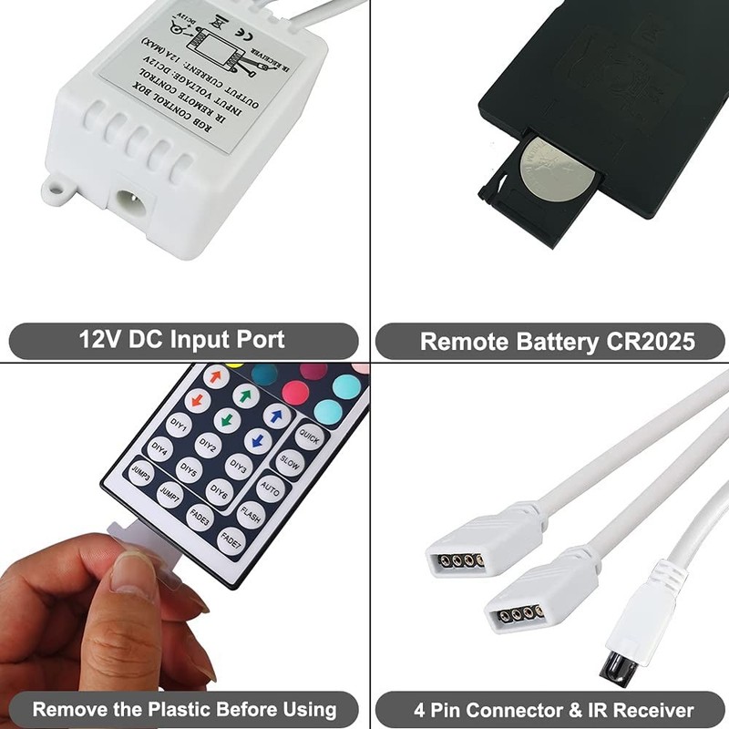 44Key Remote Controller+12V 1A Adapter For 2835 3528 5050 RGB LED Strip Light US gallery
