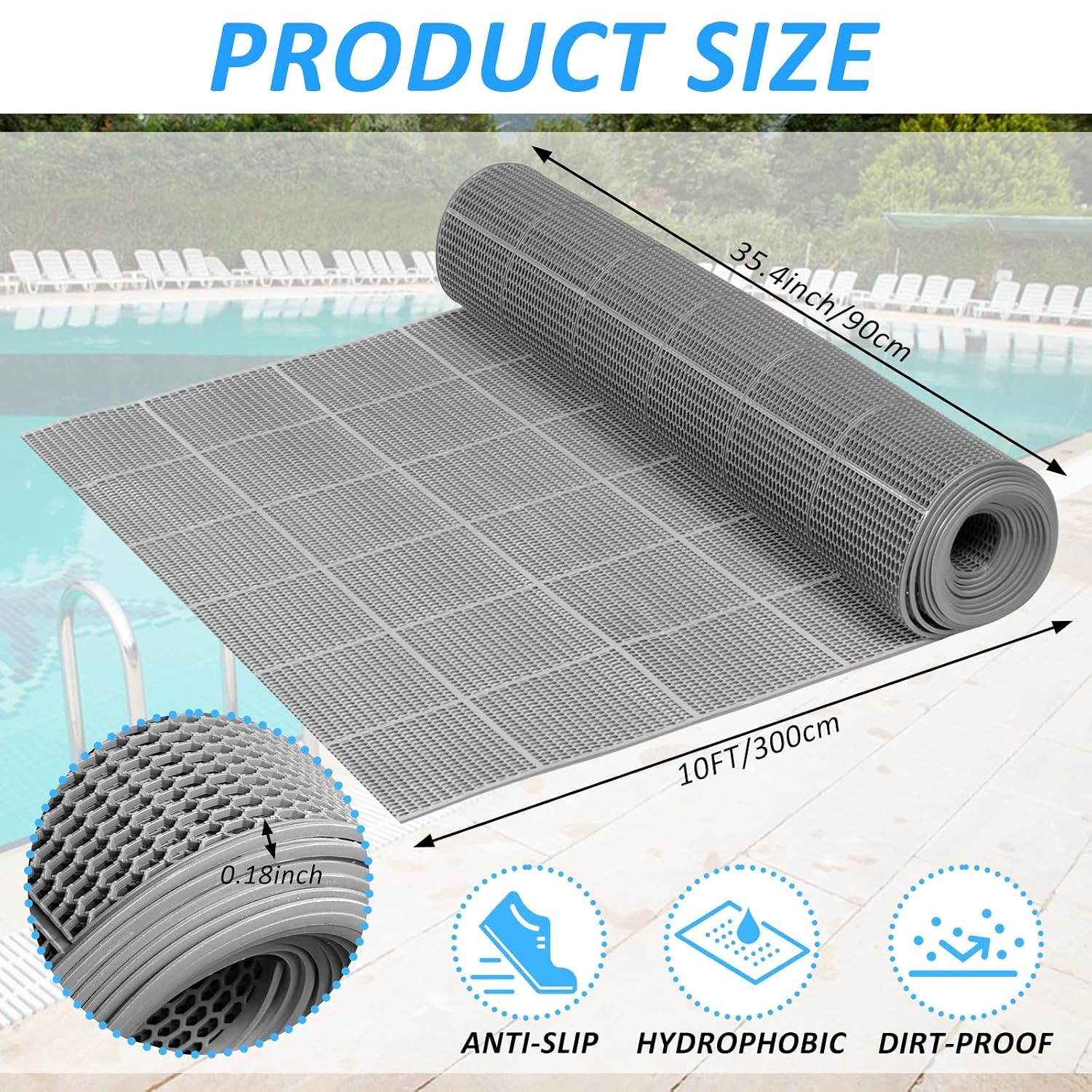 20ft Non Slip PVC Pool Floor Mat Drainage Swimming Pool Mats 3 Pack Splash Mats gallery