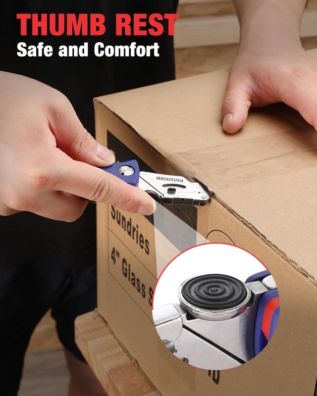 WORKPRO Folding Utility Knife Quick-Change Box Cutter 5PCS Extra Blade in Handle gallery