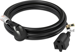 6Ft 15A Low Profile Flat Plug Extension Cord 14 AWG Black