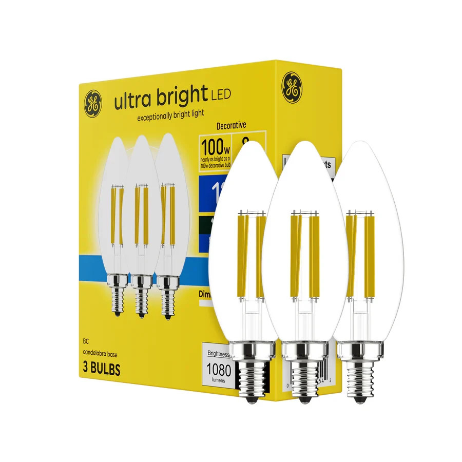 GE Ultra Bright LED 100 Watt Replacement, Daylight, B12 Deco - Candle 3 Bulbs gallery