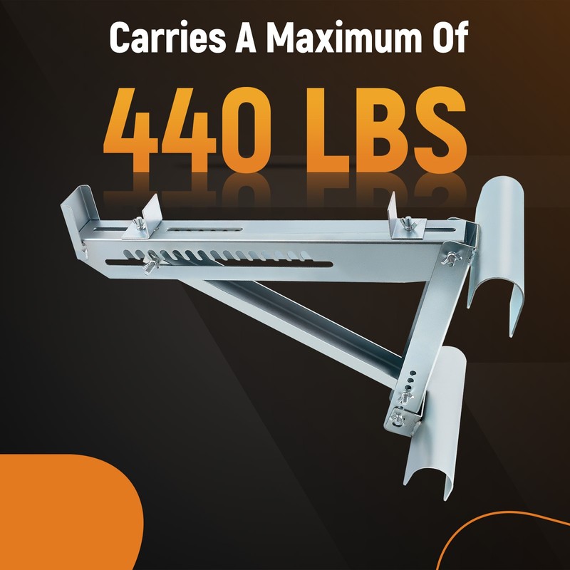 2-Piece Ladder Work Bracket 440lbs Load Capacity 20in Platform Adjustable Steel gallery