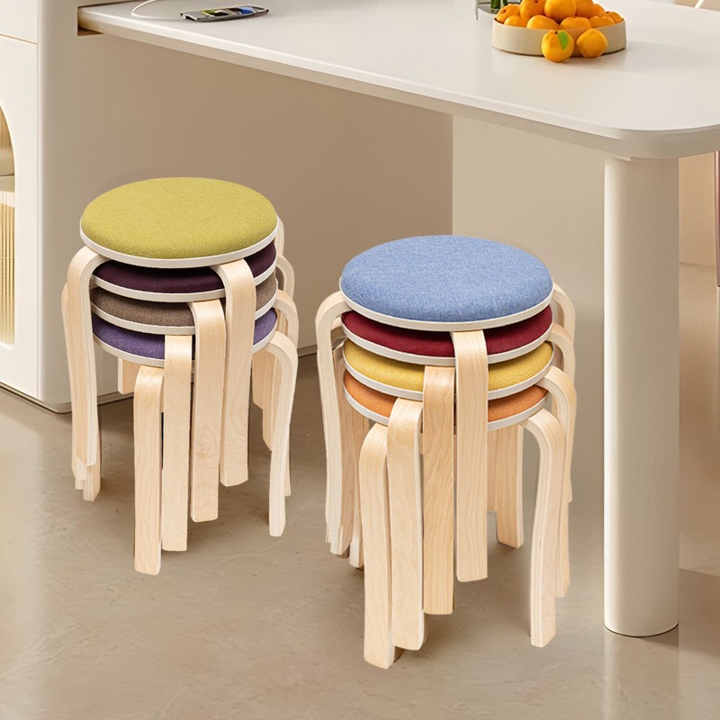 Colorful Stackable Round Stools, Set of 8 Stacking Wooden Stools 41.5*31*43cm gallery