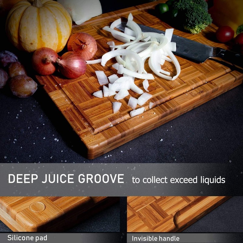 Three-Piece Extra Large Bamboo Cutting Board Set - Durable with Juice Grooves gallery