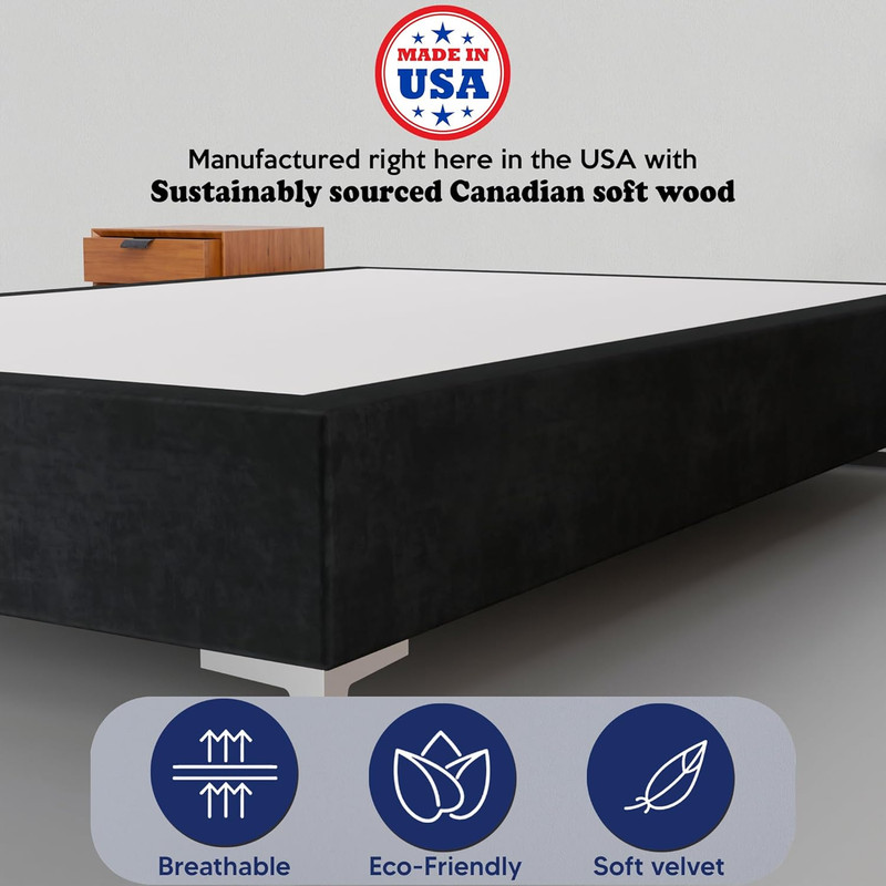 15" Velvet Platform Bed, Queen, Stylish Design, No Box Spring Needed gallery