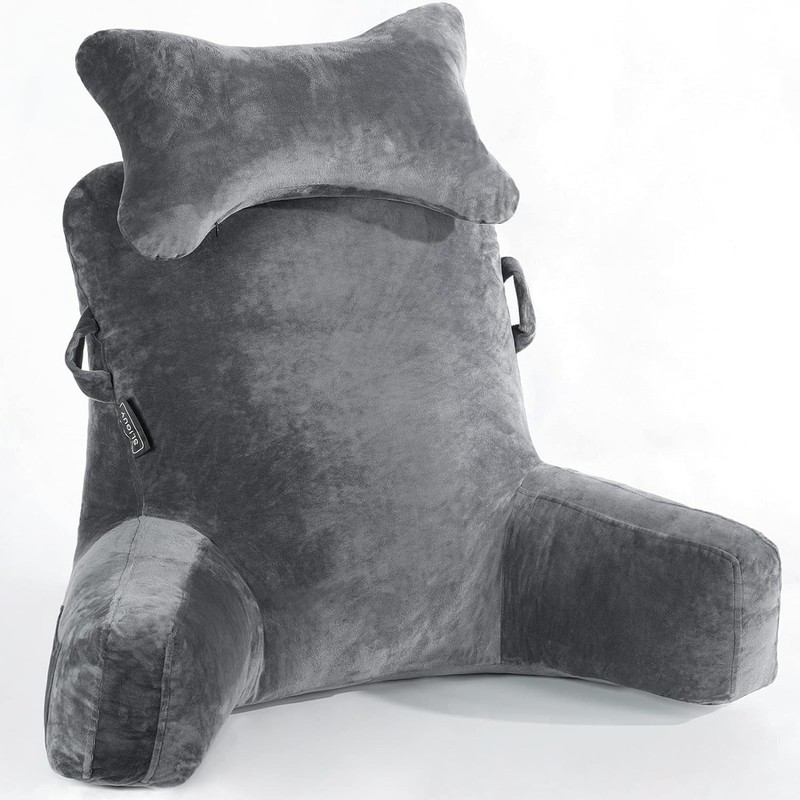 Soft 31" Reading Pillow with Neck Roll & Pockets - Perfect for Relaxing & Gaming gallery