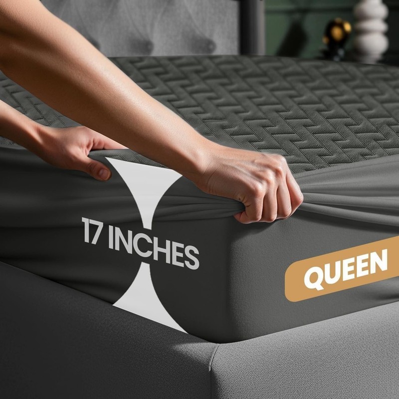 Utopia Bedding Waterproof Mattress Protector Queen Size (Gray), Premium 3D... gallery