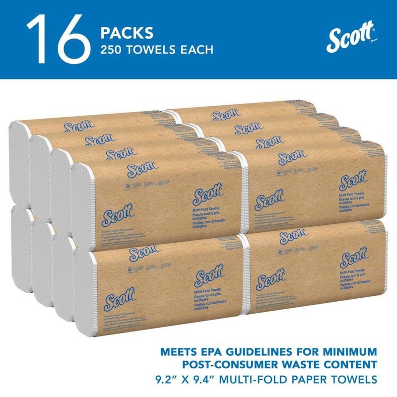 Scott Essential Recycled Multifold Paper Towels, 1-ply, 250 SheetsPack, 16 Packs gallery