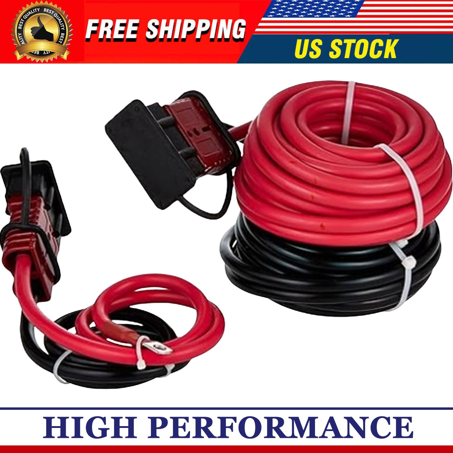 24 Feet Quick Disconnect Winch Power Cable 4 AWG Copper Wiring For Winch Trailer gallery
