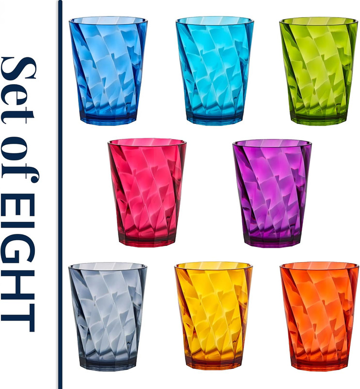 Optix Plastic Reusable Drinking Glasses (Set of 8) 14Oz Rocks Cups in Jewel Tone gallery