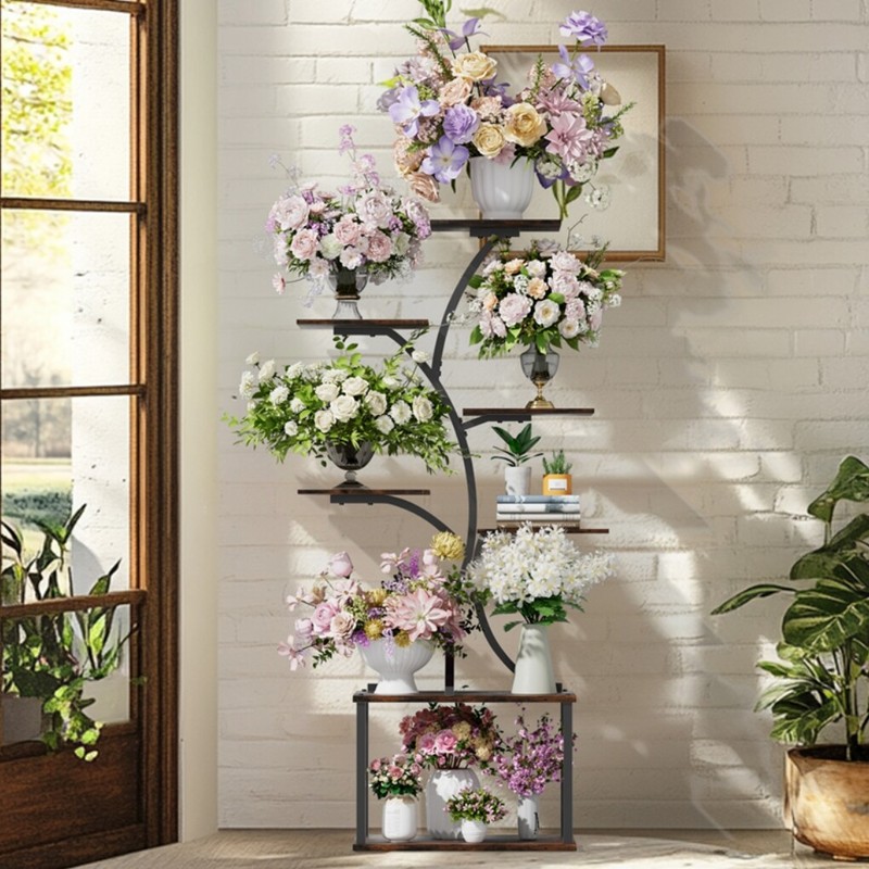 Tree-Shaped Industrial Plant Stand Corner Flower Holder Indoor Outdoor Garden gallery
