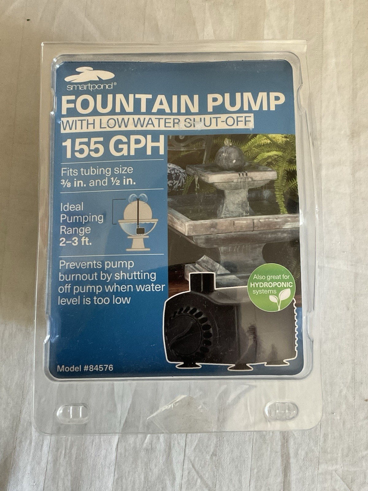 SMARTPOND FOUNTAIN PUMP 84576 155GPH - TUBING 3/8" TO 1/2" - NEW gallery