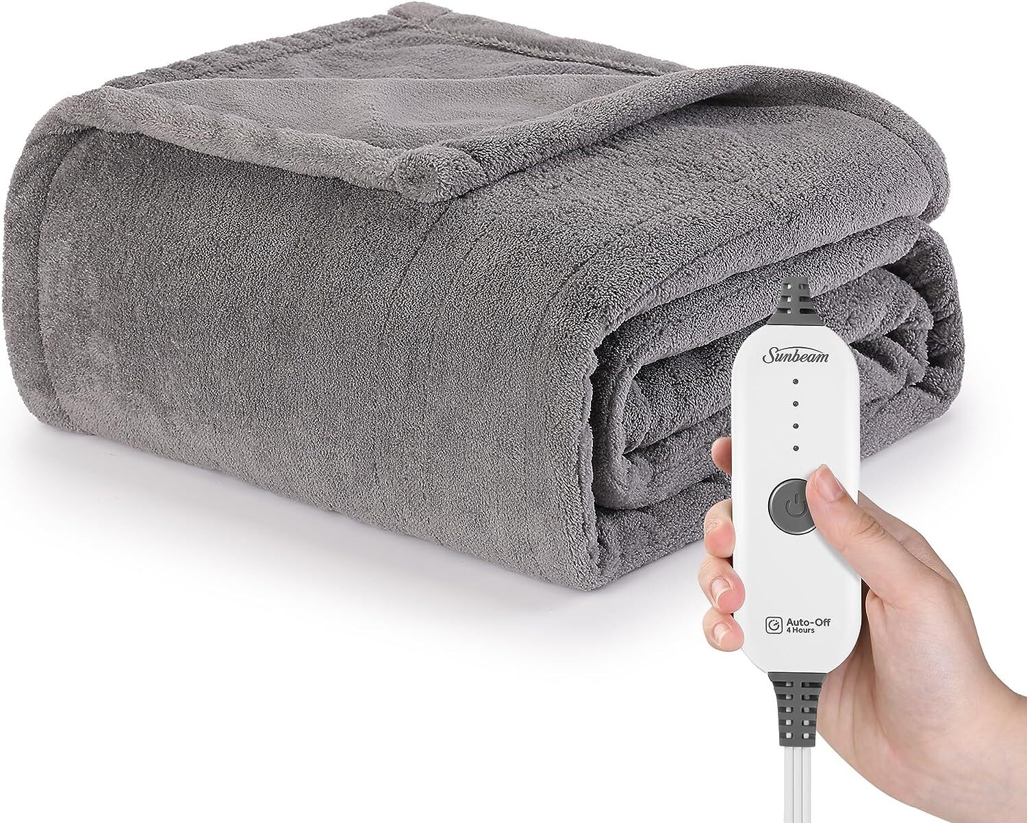 Sunbeam Heated Throw Blanket | Microplush, 3 Heat Settings, Sand - TSM8TS-R78... gallery