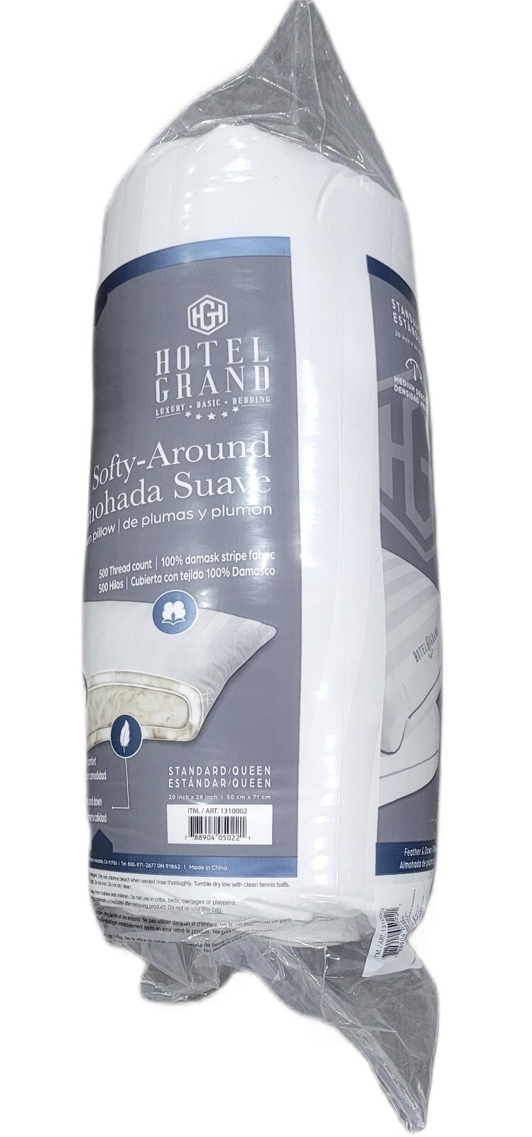 NEW HOTEL GRAND FEATHER DOWN SOFTY AROUND PILLOW 2 PACK, JUMBO 20" X 28" gallery
