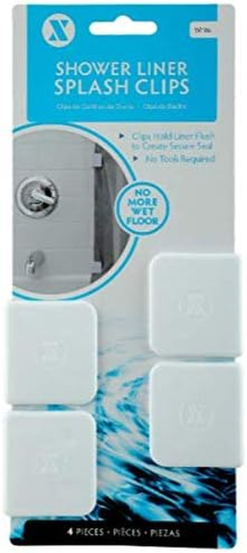SlipX Solutions Adhesive Shower Splash Clips for Shower Curtains, Keeps Water In gallery