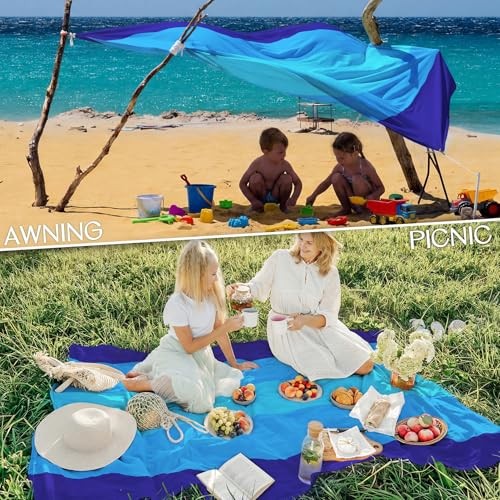 Beach Blanket Waterproof Sandproof Large Sand Free,78''X81''/10'X9' Oversized gallery