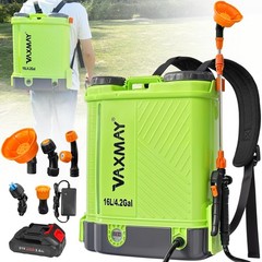 Battery Powered Backpack Sprayer 4 Gallon, VAXMAY 100 PSI 4.2 Green