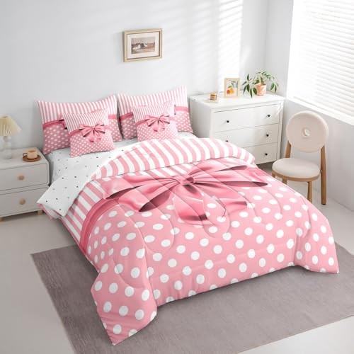 Pink Bowknot Comforter Set 7 Pieces Dreamy Princess Style Bedding Twin Pink8 gallery