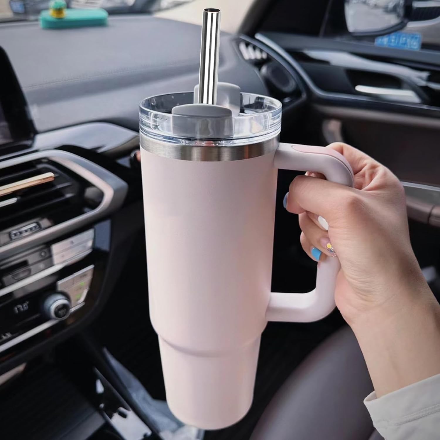 6 Pack Stainless Steel Straw Replacement 40 oz for Stanley Tumbler,3 Straight + gallery