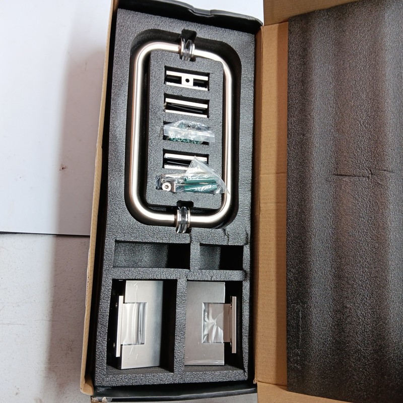 Shower Door Hardware Kit, Includes Shower Door Hinges and Handle, Glass Clamp gallery