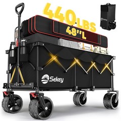 Sekey 48”L Collapsible Foldable Extended Wagon 440lbs Weight Capacity. Black