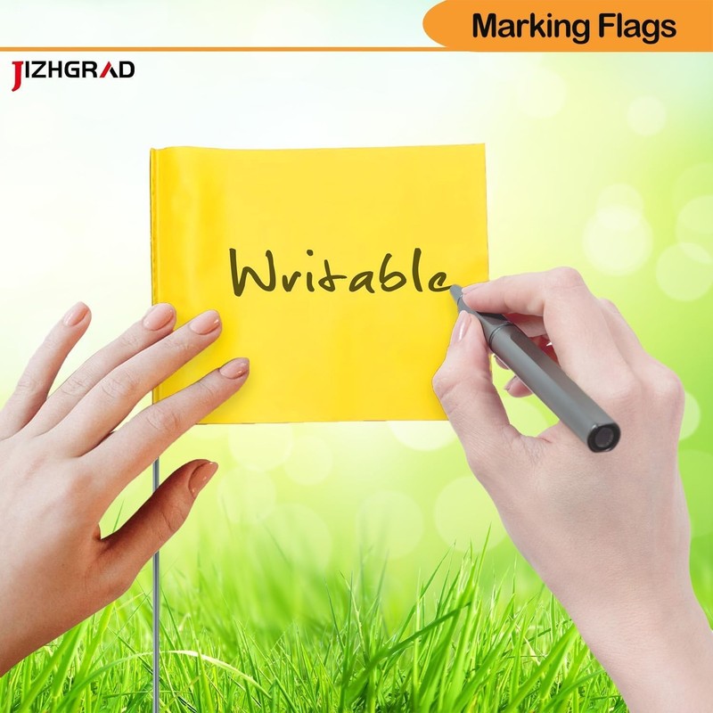 Versatile Yellow Marker Flags 15x5 Inch - Ideal for Lawn, Survey & Dog Training gallery