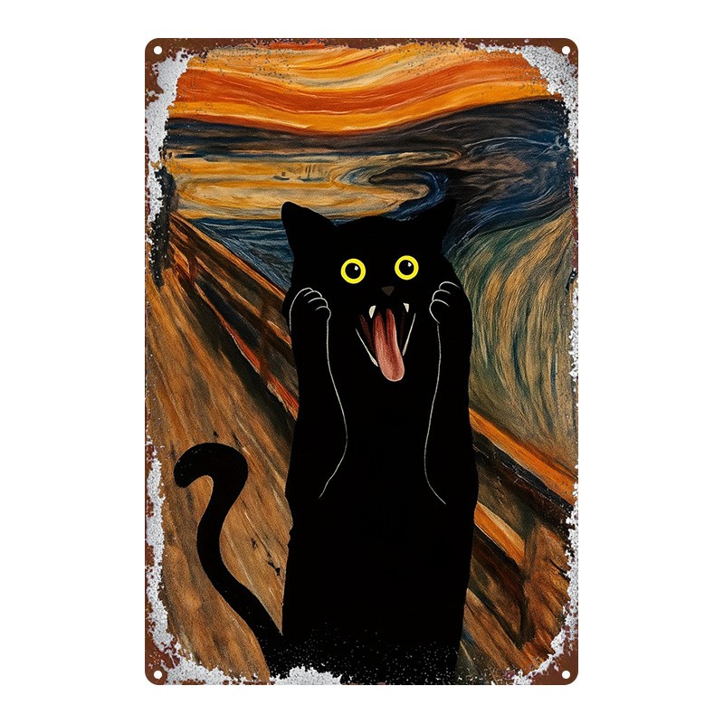 "The Scream" Black Cat Print Abstract Art Decor gallery