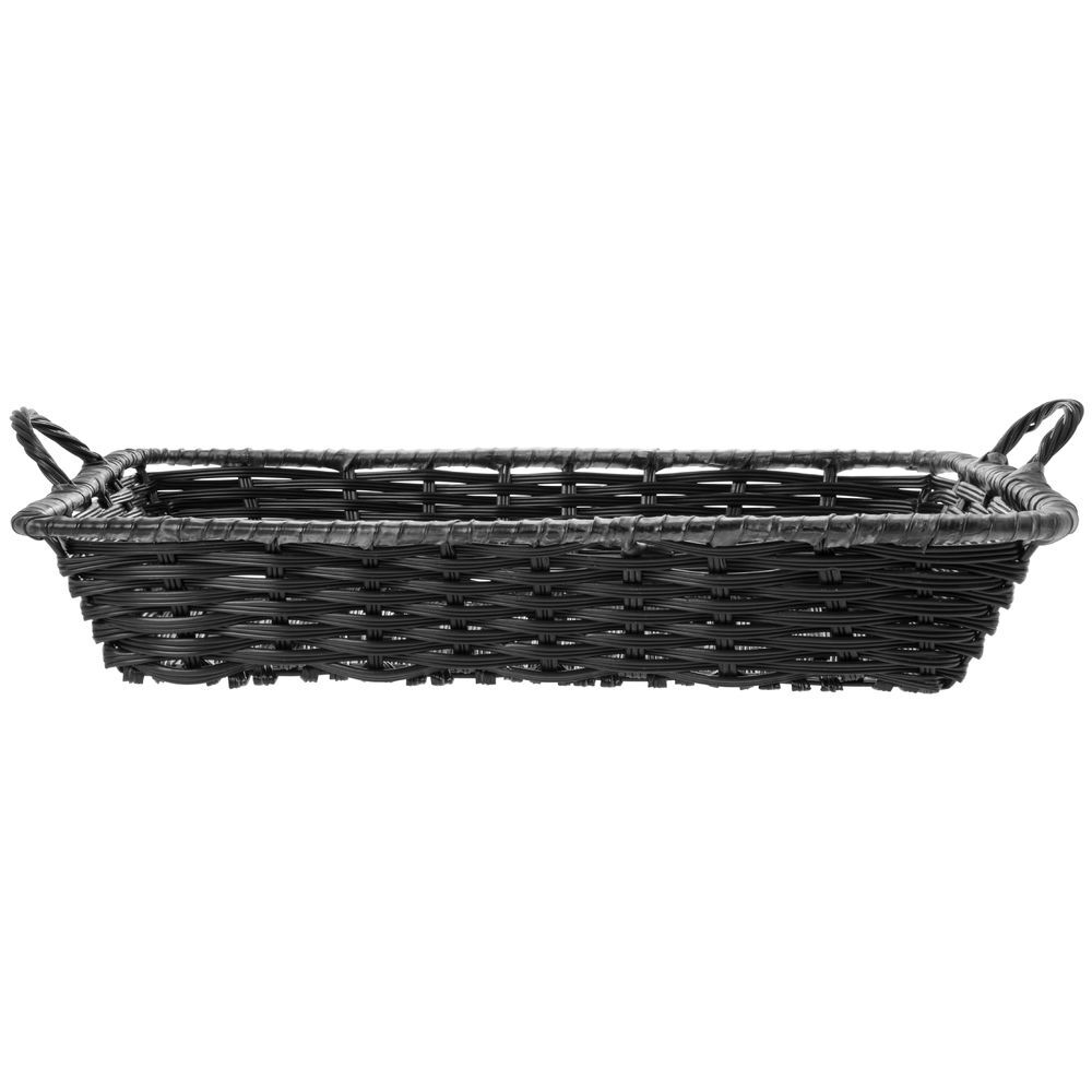 HUBERT Wicker Storage Basket with Handles Black Plastic - 18" L x 12" W x 3 1/2 gallery