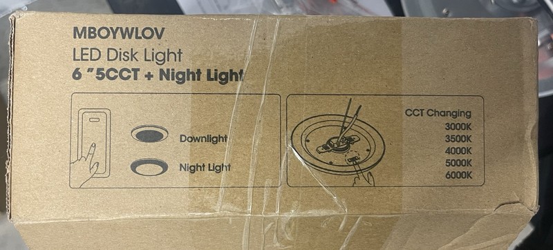MBOYWLOV LED Disk Ceiling Light 6" 5CCT Downlight & Night Light 6-Pk 3000-6000K gallery
