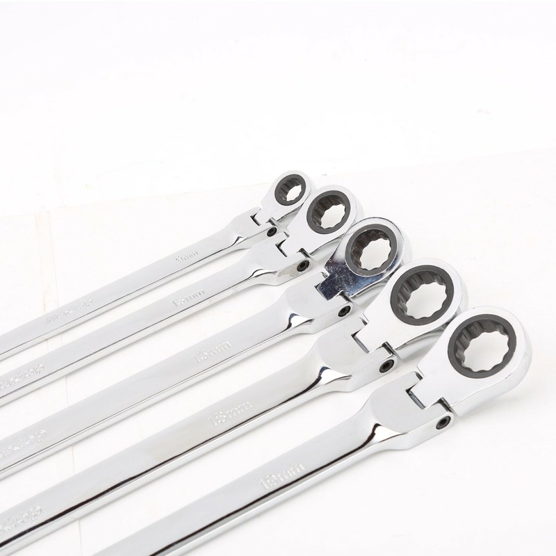 5Pcs Double Box End Ratcheting Wrench Degree Flexible Head Non Reversible Design gallery