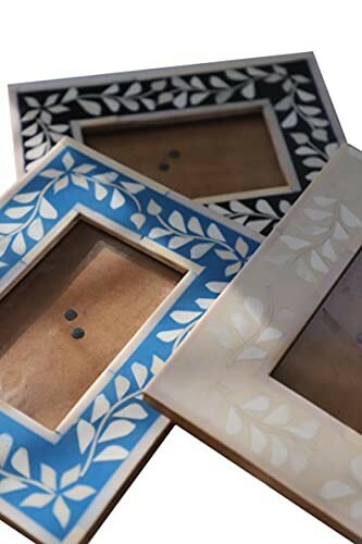 BLACK Bone Inlay Picture Frame Bundle, Set of 2, 4x6in, 5x7in gallery