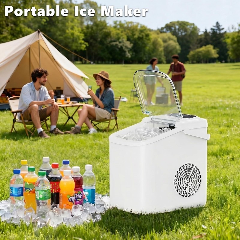 Portable Countertop Ice Maker - 9 Cubes in 6 Mins, 26.5lbs/24Hrs, Scoop & Basket gallery