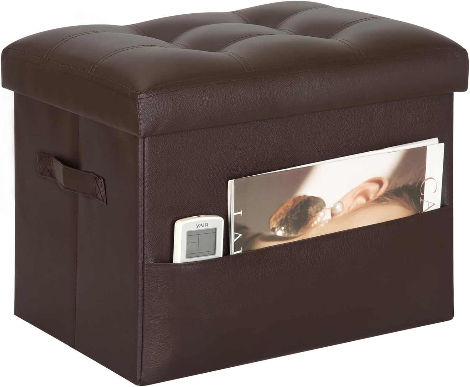 Belugahelper Storage Ottoman Foot Rest Stool, Foldable Leather Footstool Storage gallery