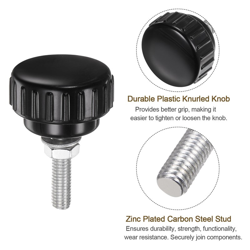 4 Sets Knurled Knobs with Nuts Washers, M5 x 20mm Carbon Steel Stud 25mm Head gallery