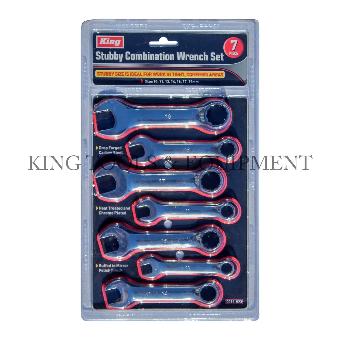 KING 7PC STUBBY COMBINATION WRENCH OPEN RING SPANNER SET, METRIC, HAND TOOL, NEW gallery