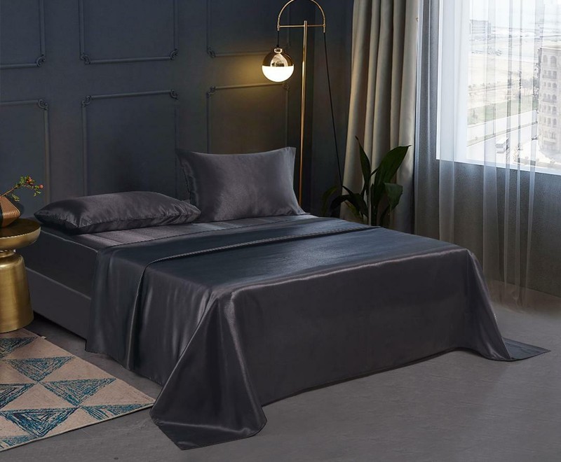 4 PC Satin Silky Soft Bed Sheet Set Queen/King Size Fitted Pillow Cases 5 Colors gallery