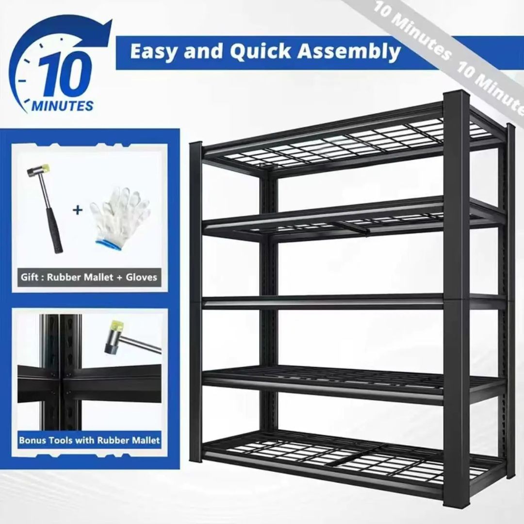 72" Adjustable Double Heavy Duty Metal Layer Column Garage Shelving Rack 3000lbs gallery
