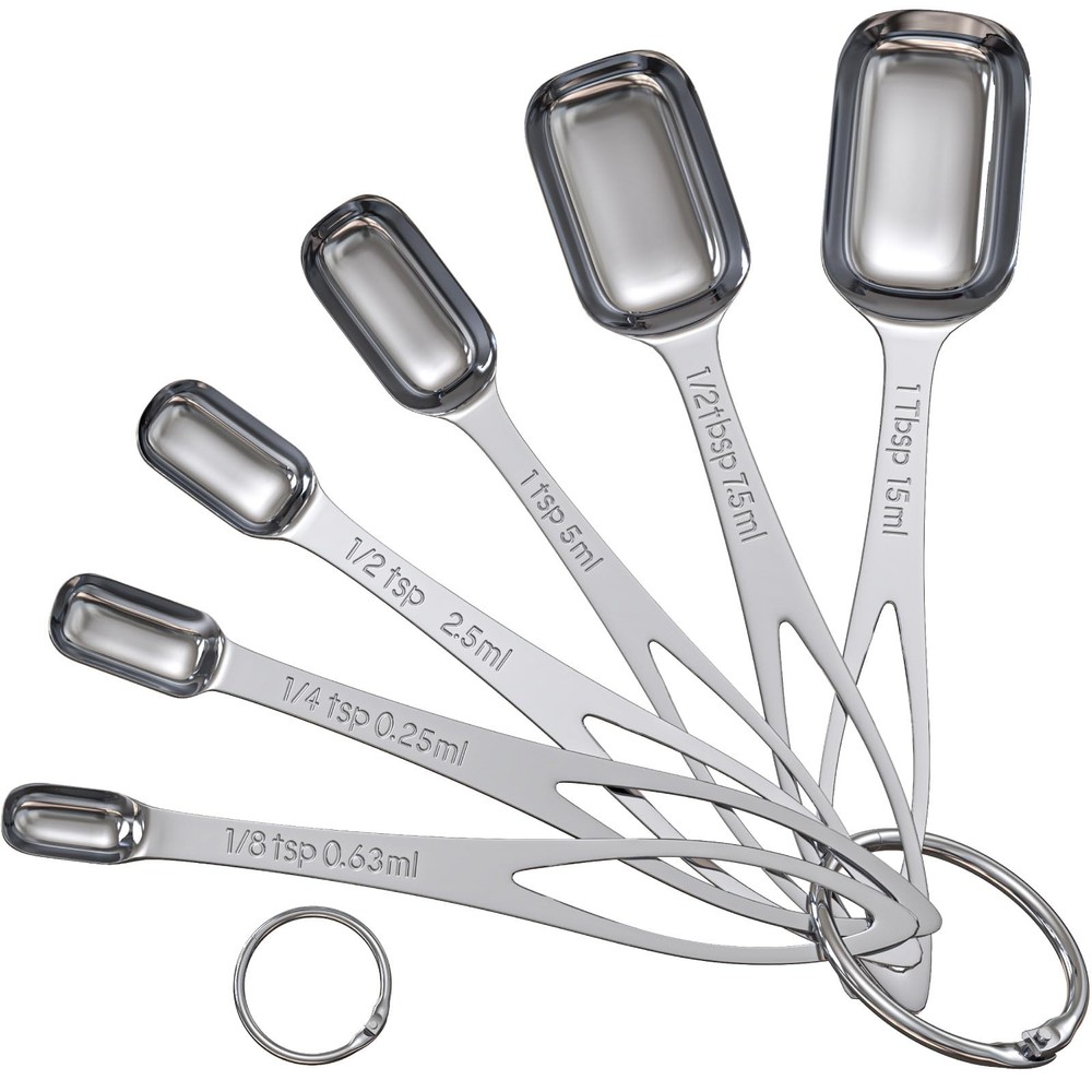 6PCS Narrow Measuring Spoons Set, Stainless Steel Measuring Spoon Fits in Spi...