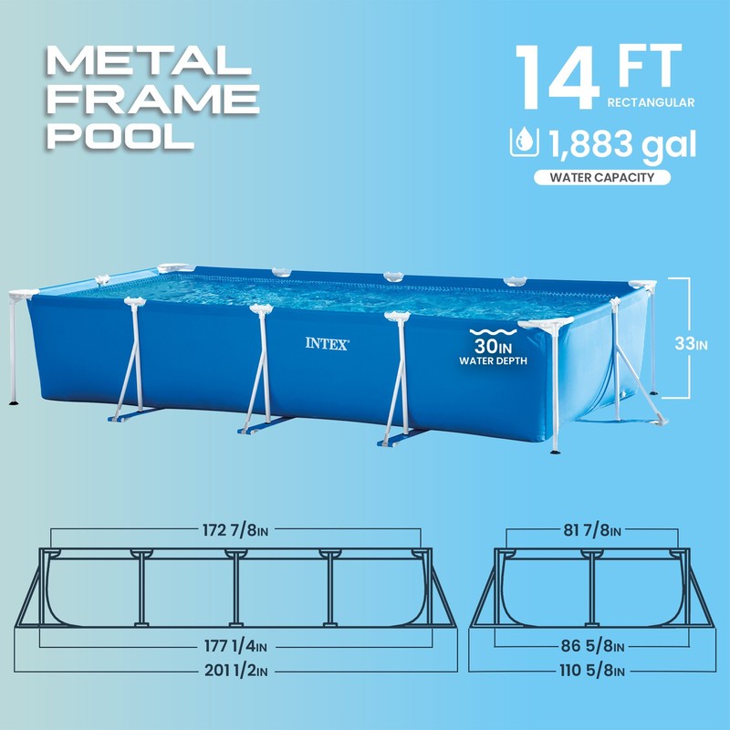 Intex 14.75' x 33" Rectangular Frame Above Ground Outdoor Backyard Swimming Pool gallery