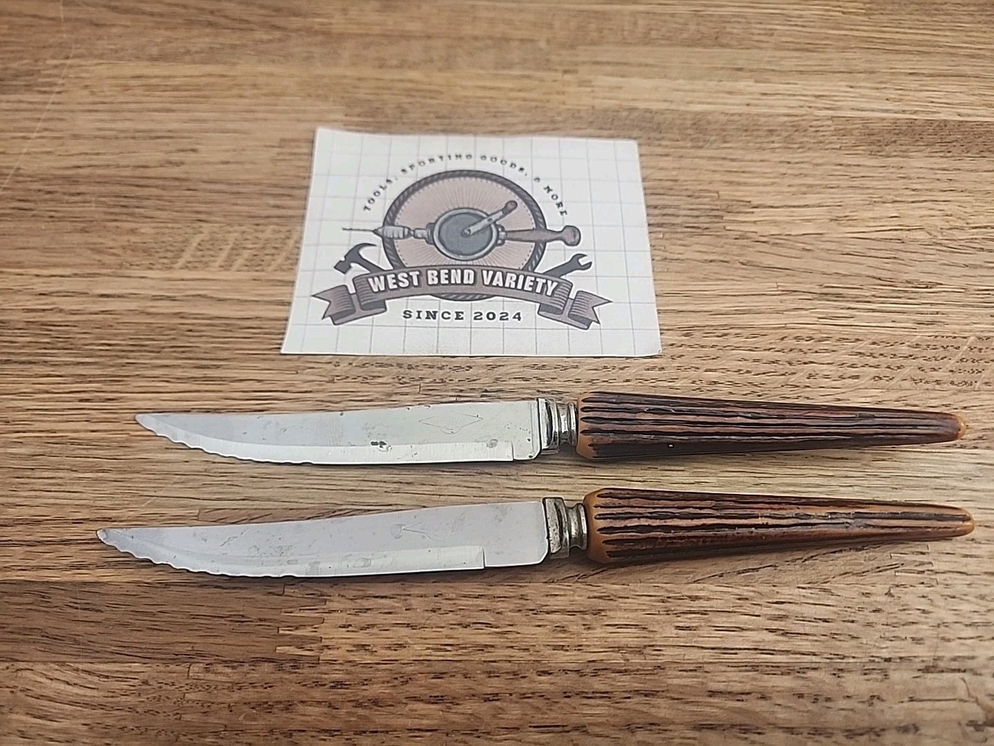 Master All Stainless Steak Knives, Plastic Faux Antler Handles gallery