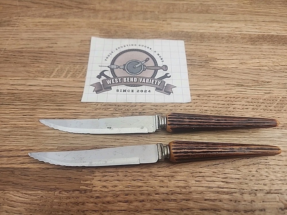 Master All Stainless Steak Knives, Plastic Faux Antler Handles