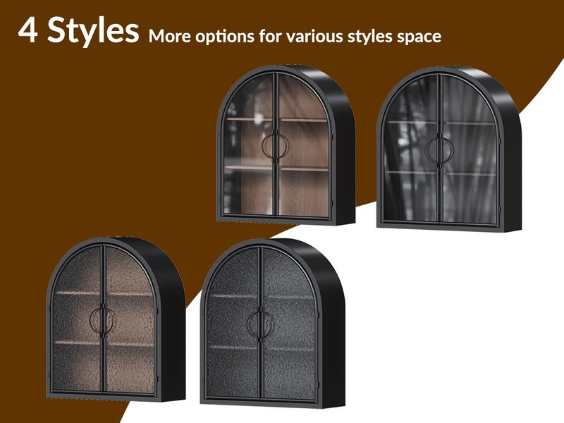 Fully Assembled 3-Tier Bathroom Storage Cabinet with Double Tempered Glass Doors gallery